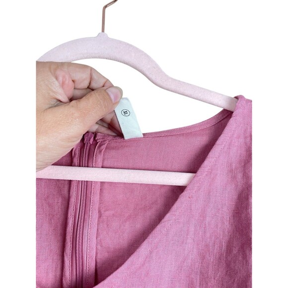 Grae Cove Linen Dress Tie Waist Pockets Rose Pink women’s  Size XL Knee Length - Picture 9 of 16